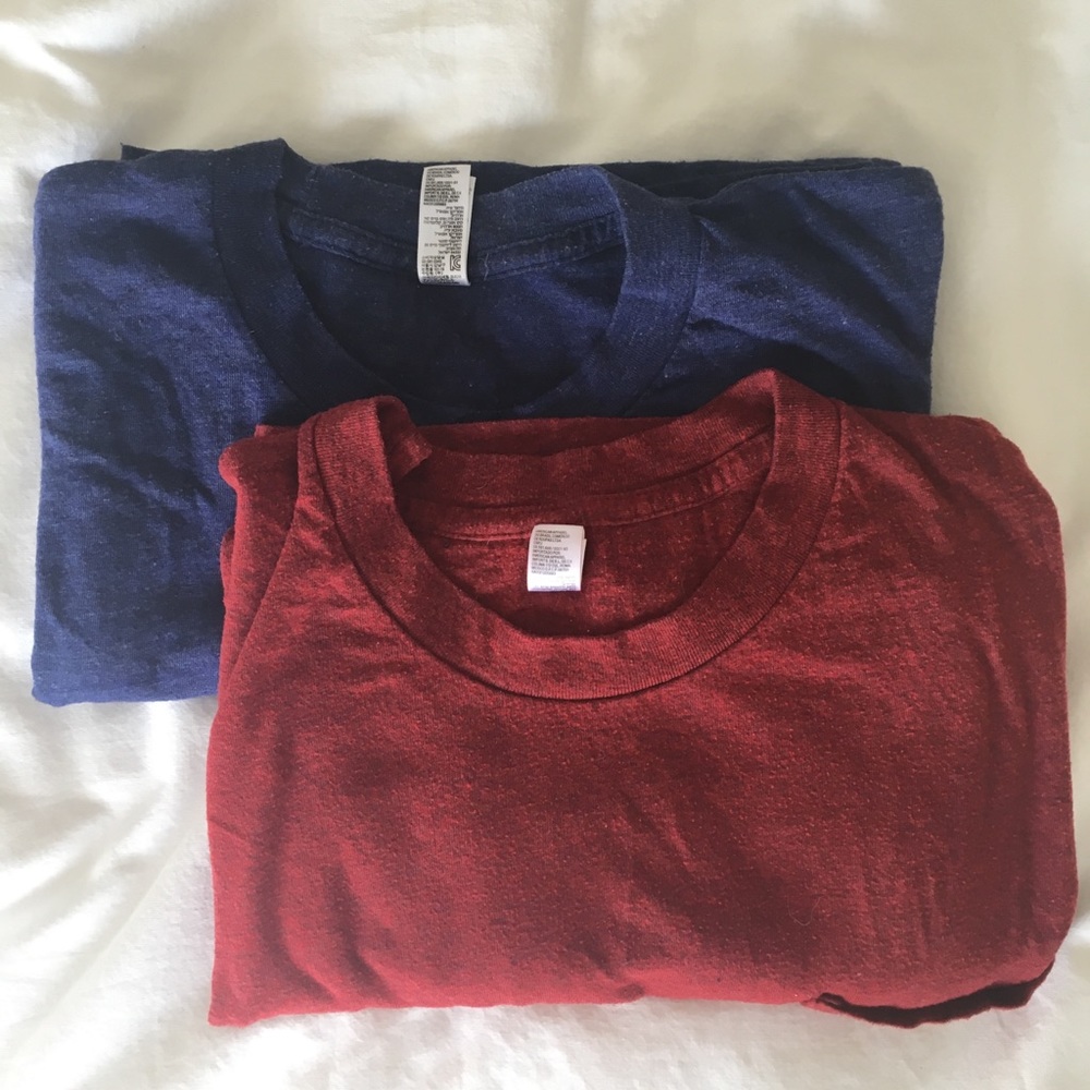 Triblend pocket t shirts large - 2; red and blue